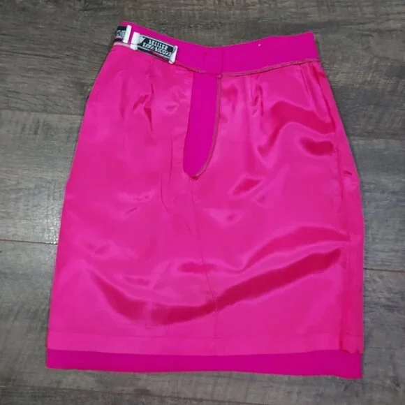 Evan Picone Petite Pink Fuchsia Megenta Skirt Size 2 Wool Vintage 1980s Lined - Picture 9 of 9